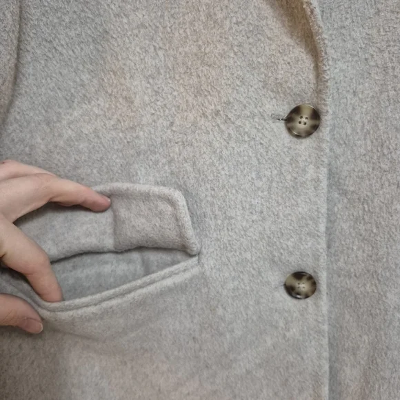 Abercrombie & Fitch Women's Minimalist Cream Wool-Blend Coat Blazer – Size M - Picture 4 of 7